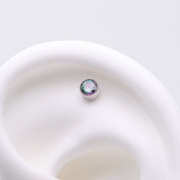 Detail View 1 of Implant Grade Titanium OneFit Threadless Bezel Round Gem Sparkle Top Part-Vitrail Medium